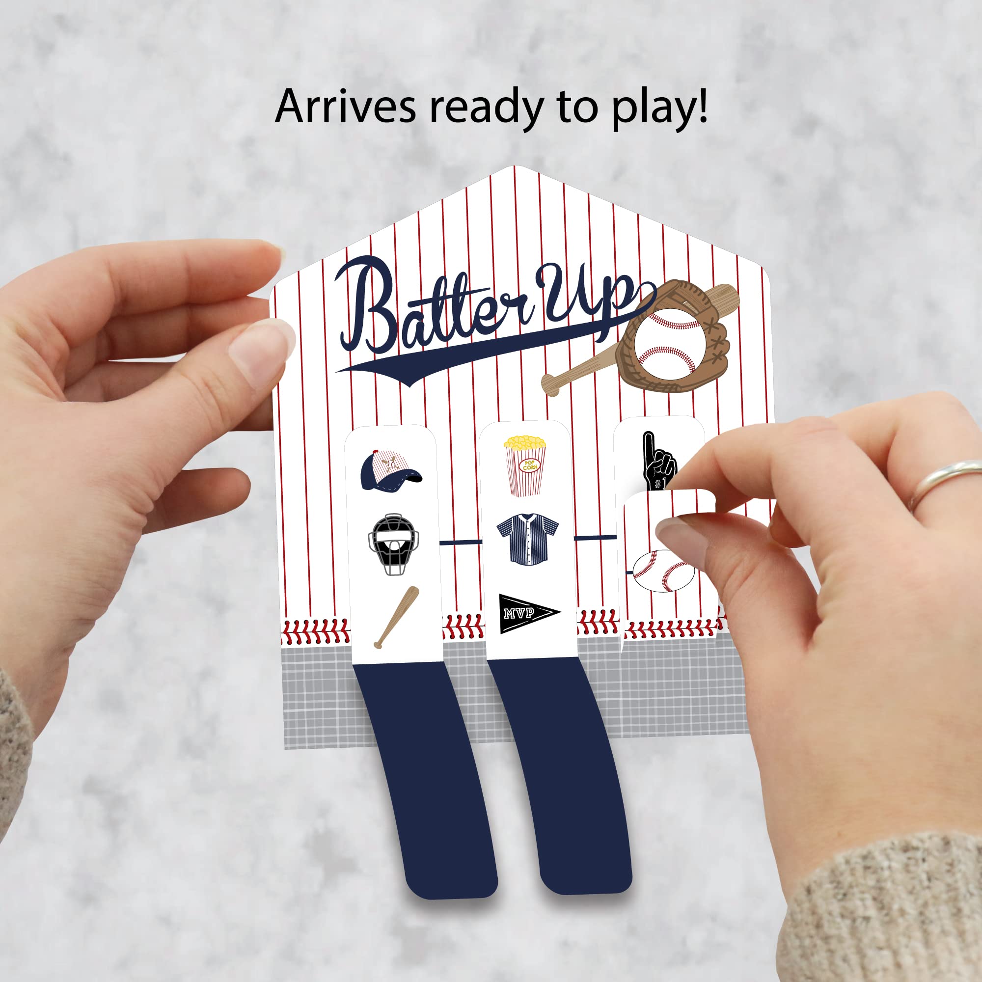 Big Dot Of Happiness Batter Up - Baseball - Baby Shower Or Birthday Party Game Pickle Cards - Pull Tabs 3-In-A-Row - Set Of 12